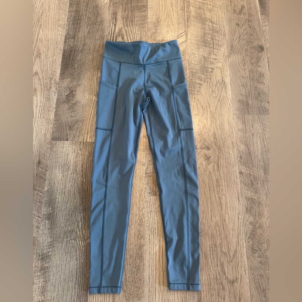 Aeropostale Leggings Small Blue Athletic Performance Side Pockets A479 Womens